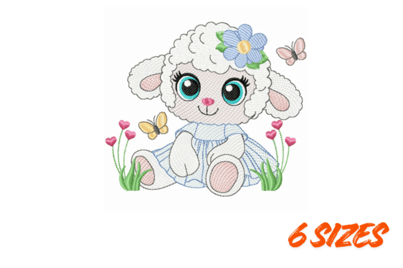 Cute Lamb Embroidery Design